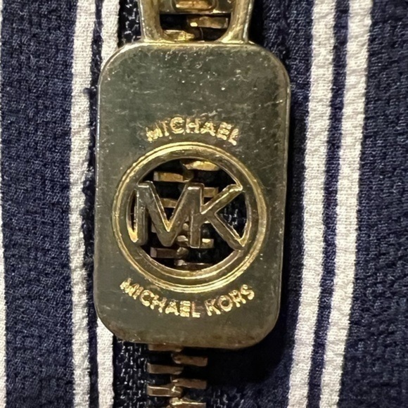 Michael Kors long sleeve blouse navy and white vertical stripes size S EUC - Picture 4 of 9